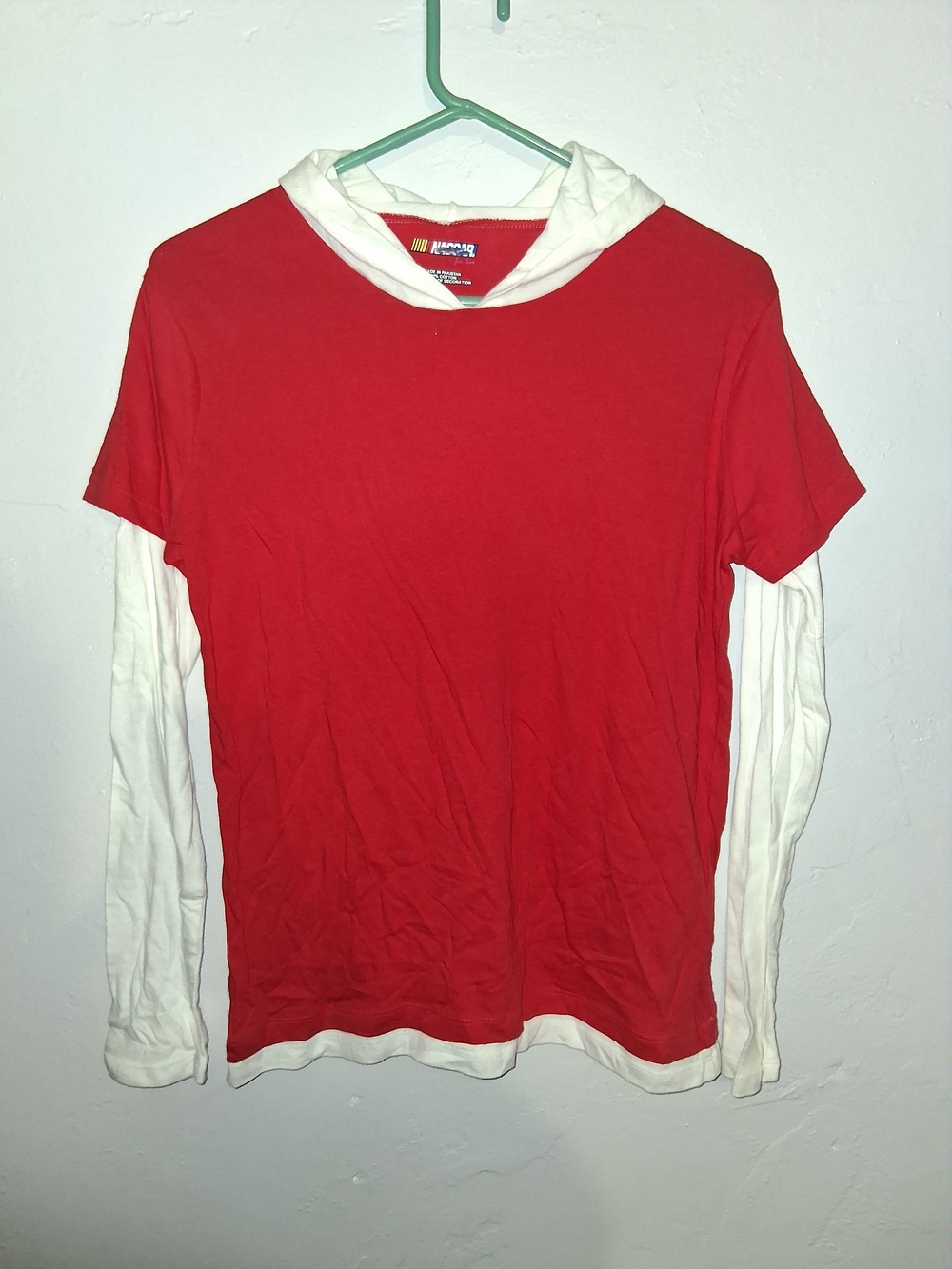 Nascar Red and White Hooded Tee